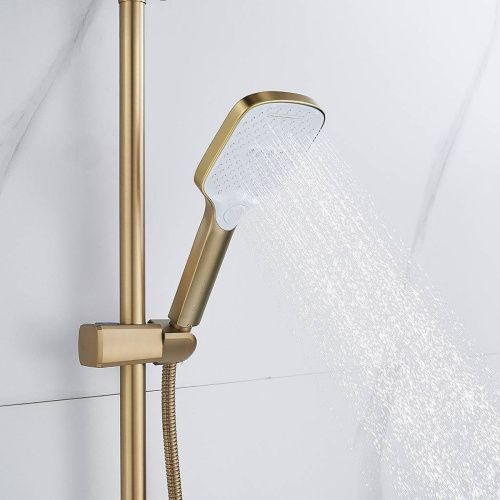 Душевая система Shevanik S4136G  верхний душ, лейка, золотой сатин, Коллекция S41, , Shevanik