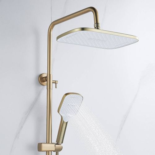 Душевая система Shevanik S4136G  верхний душ, лейка, золотой сатин, Коллекция S41, , Shevanik