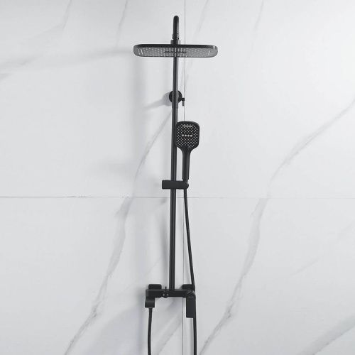 Душевая система Shevanik S4136H верхний душ, лейка, черная, Коллекция S41, , Shevanik