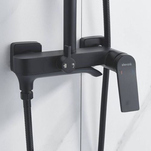 Душевая система Shevanik S4136H верхний душ, лейка, черная, Коллекция S41, , Shevanik