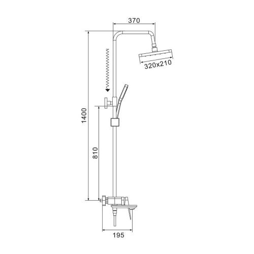 Душевая система Shevanik S4226 верхний душ, лейка, хром, Коллекция S42, , Shevanik