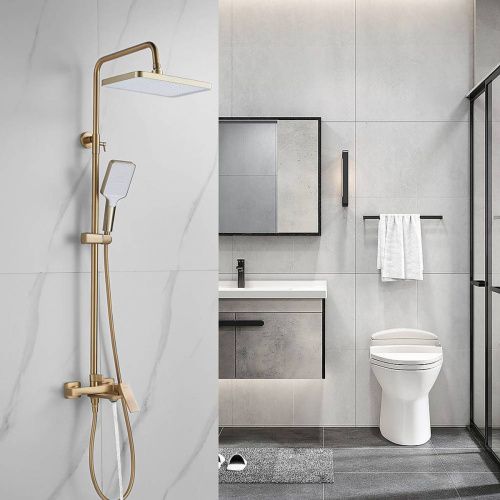 Душевая система Shevanik S4436G верхний душ, лейка, золото, Коллекция S44, , Shevanik