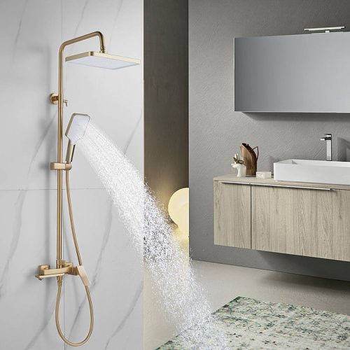 Душевая система Shevanik S4436G верхний душ, лейка, золото, Коллекция S44, , Shevanik