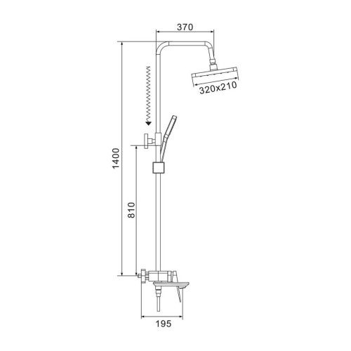 Душевая система Shevanik S4226H верхний душ, лейка, черный, Коллекция S42, , Shevanik