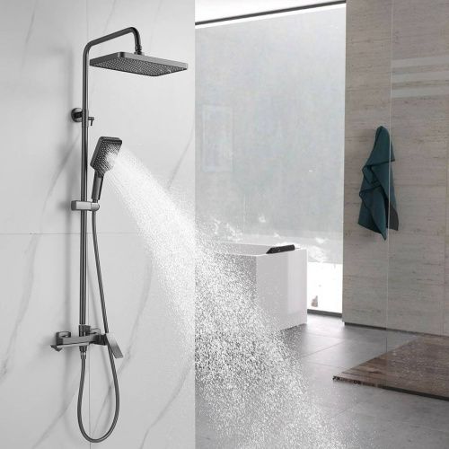 Душевая система Shevanik S4436T верхний душ, лейка, оружейная сталь, Коллекция S44, , Shevanik