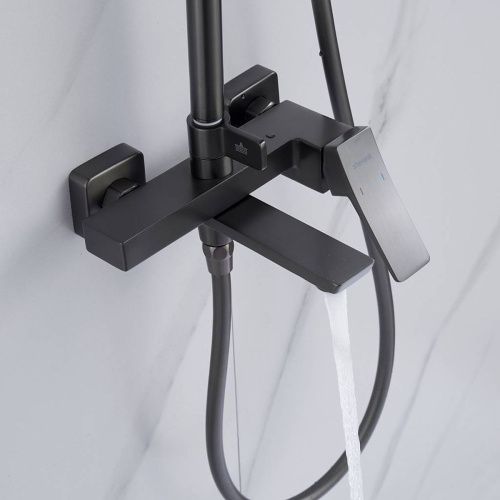 Душевая система Shevanik S4436T верхний душ, лейка, оружейная сталь, Коллекция S44, , Shevanik