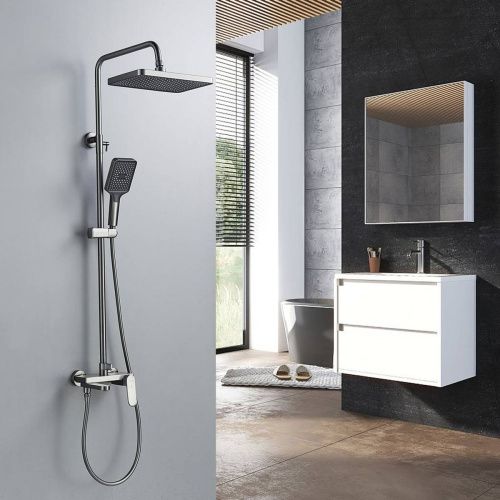 Душевая система Shevanik S4536T верхний душ, лейка, оружейная сталь, Коллекция S45, , Shevanik