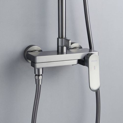 Душевая система Shevanik S4536T верхний душ, лейка, оружейная сталь, Коллекция S45, , Shevanik