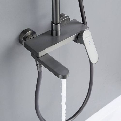 Душевая система Shevanik S4536T верхний душ, лейка, оружейная сталь, Коллекция S45, , Shevanik