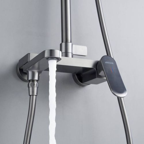 Душевая система Shevanik S4536T верхний душ, лейка, оружейная сталь, Коллекция S45, , Shevanik