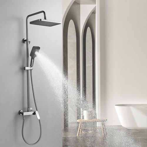 Душевая система Shevanik S4536T верхний душ, лейка, оружейная сталь, Коллекция S45, , Shevanik