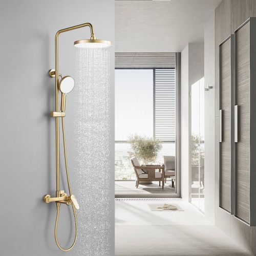 Душевая система Shevanik S4336G верхний душ, лейка, сатиновое золото, Коллекция S43, , Shevanik