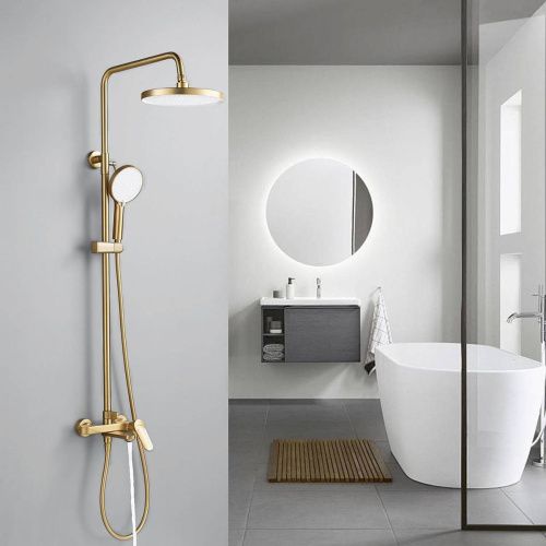 Душевая система Shevanik S4336G верхний душ, лейка, сатиновое золото, Коллекция S43, , Shevanik