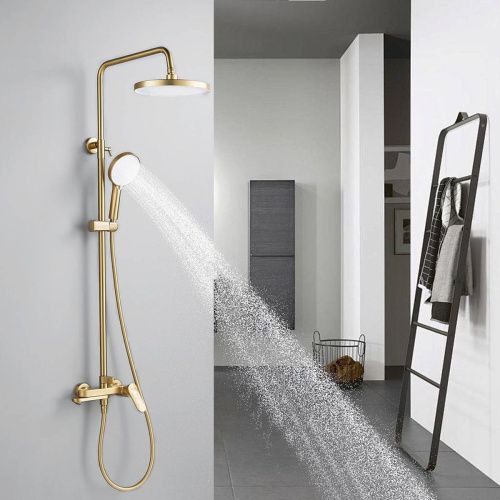 Душевая система Shevanik S4336G верхний душ, лейка, сатиновое золото, Коллекция S43, , Shevanik