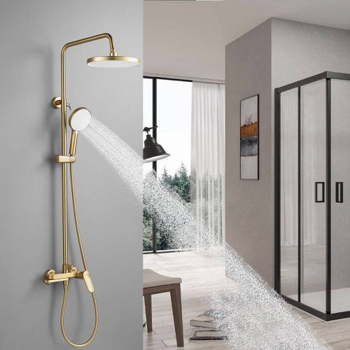 Душевая система Shevanik S4336G верхний душ, лейка, сатиновое золото, Коллекция S43, , Shevanik
