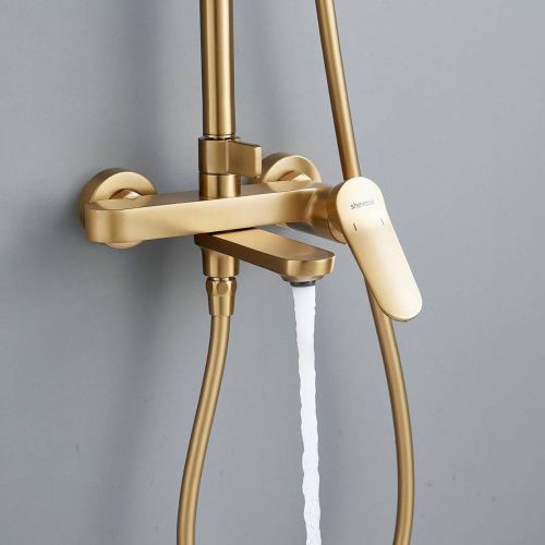 Душевая система Shevanik S4336G верхний душ, лейка, сатиновое золото, Коллекция S43, , Shevanik