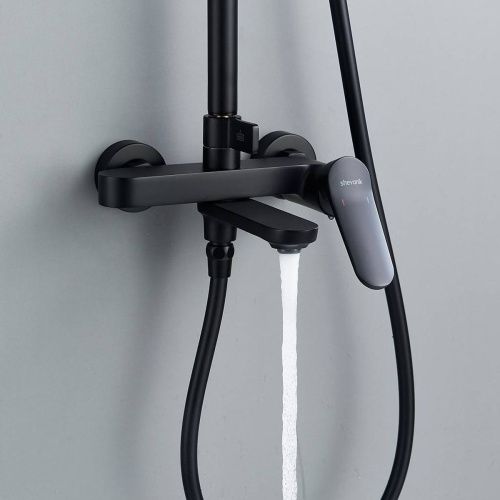 Душевая система Shevanik S4336H верхний душ, лейка, матовый черный, Коллекция S43, , Shevanik