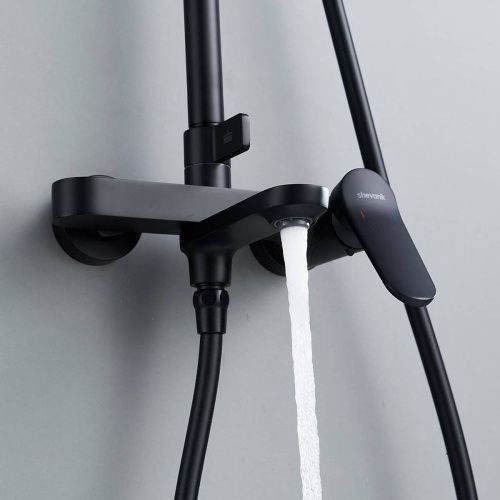 Душевая система Shevanik S4336H верхний душ, лейка, матовый черный, Коллекция S43, , Shevanik