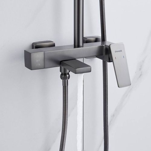 Душевая система Shevanik S8936T верхний душ, лейка, оружейная сталь, Коллекция S89, , Shevanik