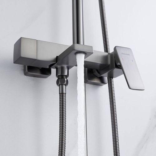 Душевая система Shevanik S8936T верхний душ, лейка, оружейная сталь, Коллекция S89, , Shevanik