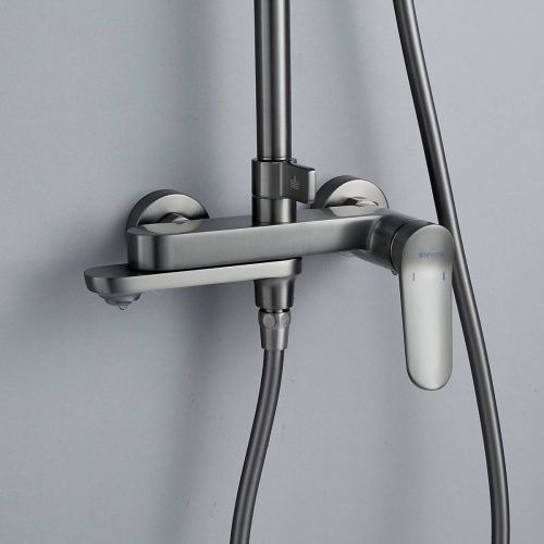 Душевая система Shevanik S4336T верхний душ, лейка, оружейная сталь, Коллекция S43, , Shevanik