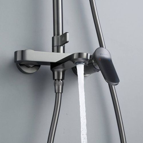 Душевая система Shevanik S4336T верхний душ, лейка, оружейная сталь, Коллекция S43, , Shevanik