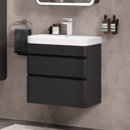 Тумба подвесная EQUIL Eltoro 70.2Y tpELTR70.2Y-03 Пленка черный  Soft touch 2 ящика с раковиной Nice 70 9595-70, Коллекция Eltoro, , EQUIL