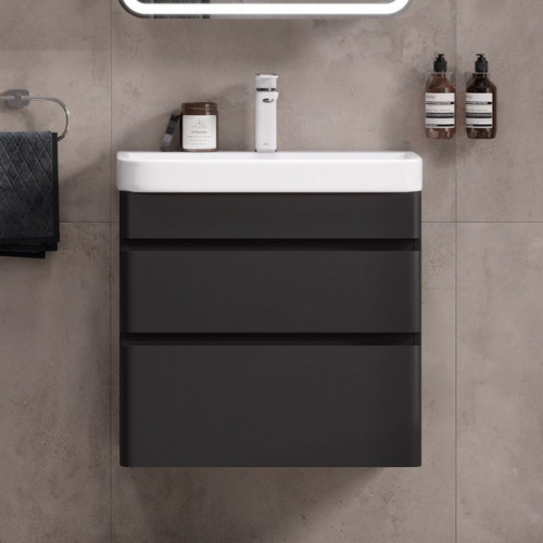 Тумба подвесная EQUIL Eltoro 70.2Y tpELTR70.2Y-03 Пленка черный  Soft touch 2 ящика с раковиной Nice 70 9595-70, Коллекция Eltoro, , EQUIL