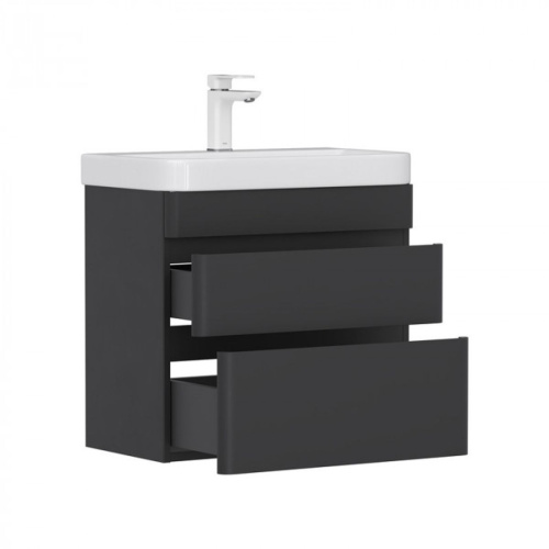 Тумба подвесная EQUIL Eltoro 70.2Y tpELTR70.2Y-03 Пленка черный  Soft touch 2 ящика с раковиной Nice 70 9595-70, Коллекция Eltoro, , EQUIL