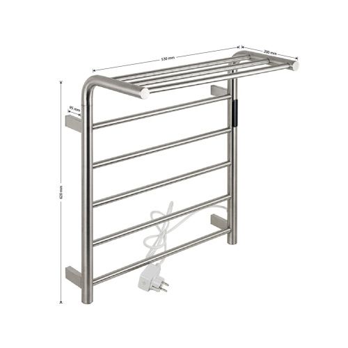 Полотенцесушитель электрический KRAFTTE 44050 лесенка на 5 перекладин из нержавеющей стали с таймером 530х620х295 мм, BRIMIX и KRAFTTE, Китай, Санакс