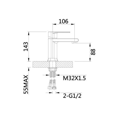Смеситель для умывальник D-Lin D110363-A черный, Коллекция 63, , D-Lin