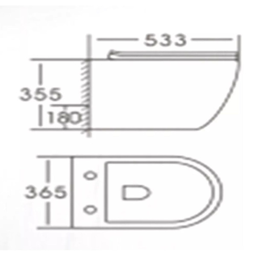 Унитаз подвесной Knois KN9722001 безободковый, с крышкой 533х365х355 мм., Knois, , Knois