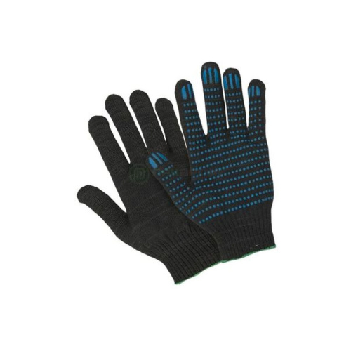 Перчатки хлопчатобумажные 5 нитей, черные, ПВХ точка, 10 класс (10/300 пар), Плёнка стретч, Клейкая лента и др., ,