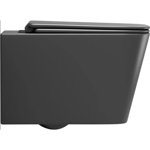 Унитаз подвесной Grossman GR-4404BMSQ торнадо, безободковый, сиденье микролифт, черный, матовый, 485х340х290 мм