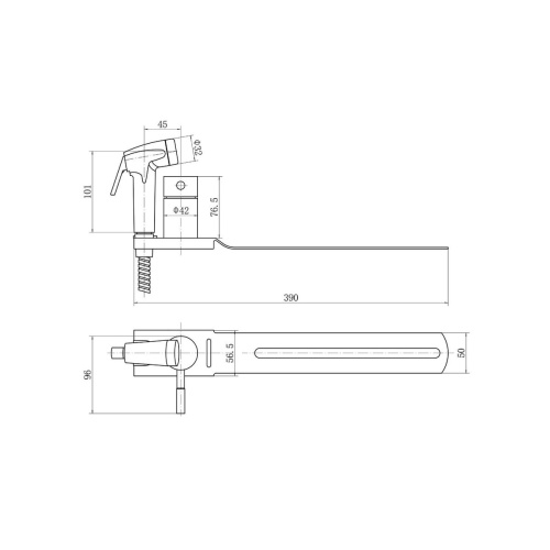 Смеситель для биде с приставкой к унитазу FASHUN A57103 с гигиенической лейкой, картридж D=35 мм, из нержавеющей стали, сатин