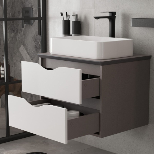 Тумба для ванны подвесная EQUIL Smile 60.2Y tpSMILE60.2Y-04 2 ящика со столешницей Smile 60 stSMILE60-07 без раковины