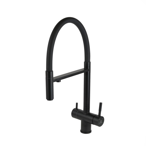 Смеситель для кухни Wasser Zimmer ZM-2010H черный, с гибким изливом, подключением к фильтру питьевой воды, SUS304