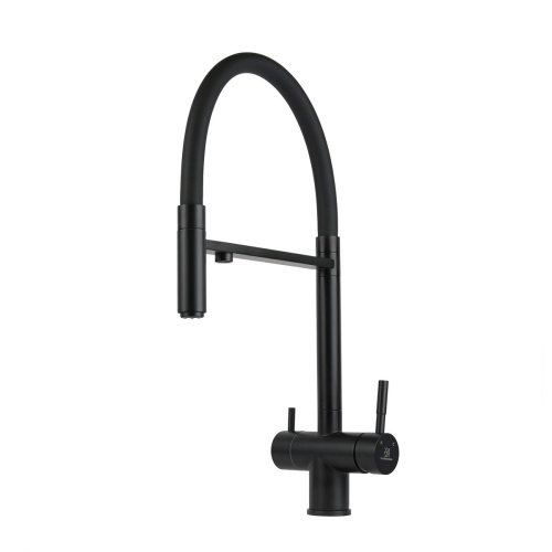 Смеситель для кухни Wasser Zimmer ZM-2010H черный, с гибким изливом, подключением к фильтру питьевой воды, SUS304