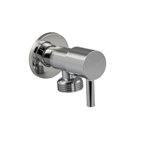 Кран MAGNUS 1395 на 1/2х3/4 металлокерамика, угловой, круглый корпус, из нержавеющей стали 304, хром