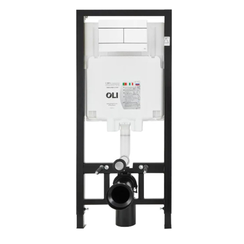 Комплект Инсталляция OLI 80 ECO mechanic с кнопкой Slim белая 886914SLO1 + Унитаз подвесной Knois KN9722001 безободковый, с крышкой 53,3х36,5х35,5 см.