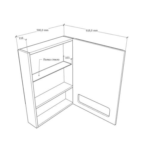 Шкаф зеркальный AGATA АШ50-431 Скай 50 дуб сонома