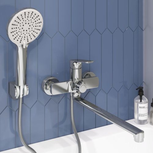 Смеситель для ванны GROSS AQUA Prado 7578828C-35F с длинным изливом 350 мм
