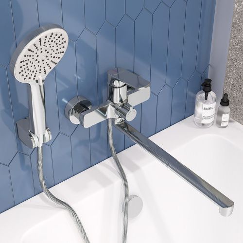 Смеситель для ванны GROSS AQUA Prado 7578828C-35F с длинным изливом 350 мм