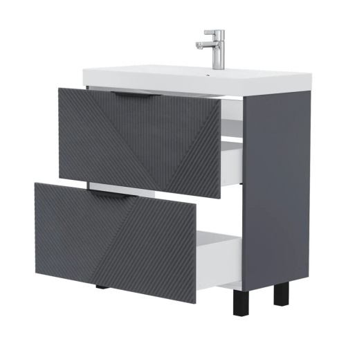 Тумба для ванны VOLNA Geometry 80.2Y tnGEOMETRY80.2Y-07, графит с раковиной Lake 80