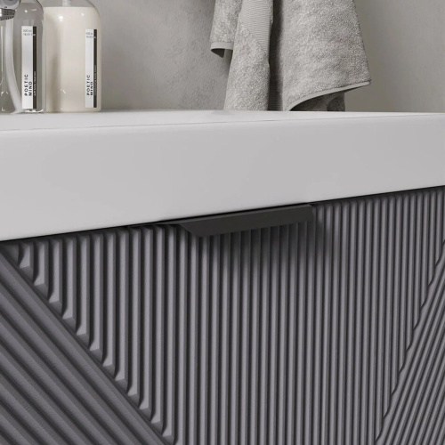 Тумба для ванны VOLNA Geometry 80.2Y tnGEOMETRY80.2Y-07, графит с раковиной Lake 80