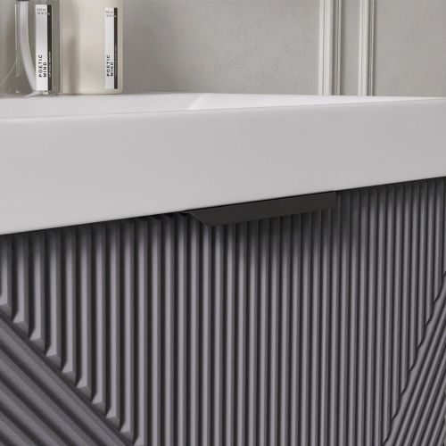 Тумба для ванны VOLNA Geometry 60.2Y tnGEOMETRY60.2Y-07, графит с раковиной Lake 60