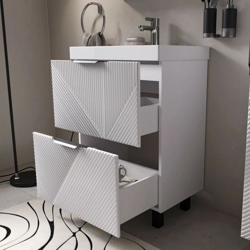 Тумба для ванны VOLNA Geometry 60.2Y tnGEOMETRY60.2Y-01, белый с раковиной Lake 60