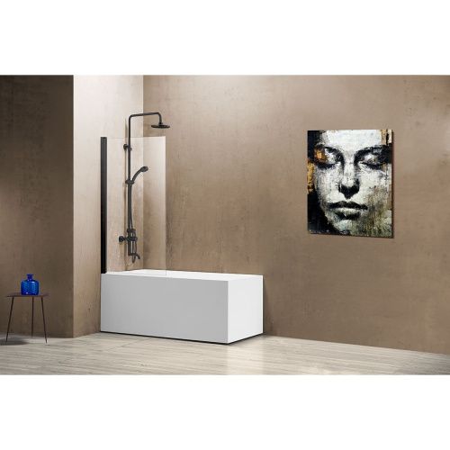 Шторка на ванну Vincea VSB-11800CLB, 800*1400, черный, стекло прозрачное
