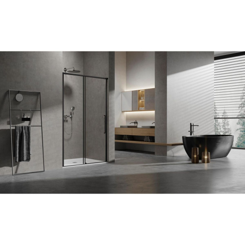 Душевая дверь Slim 8mm VDS-6SL140CLB, 1400, черный, стекло прозрачное