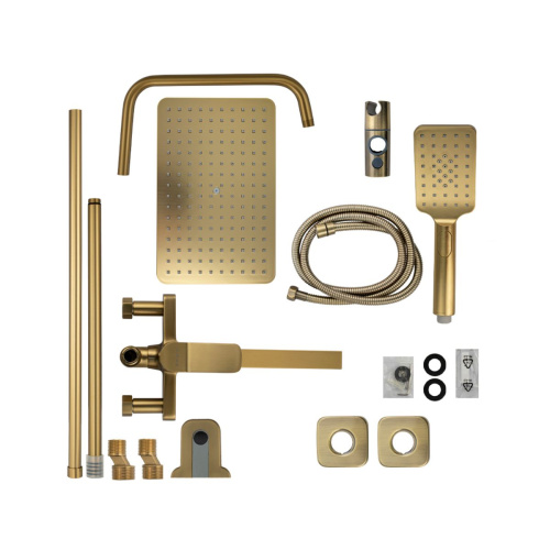 Душевая стойка со смесителем Fabia 9878 матовое золото с длинным изливом